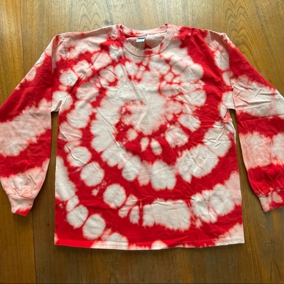 Red and White Tie-Dye Long Sleeve - Picture 2 of 4
